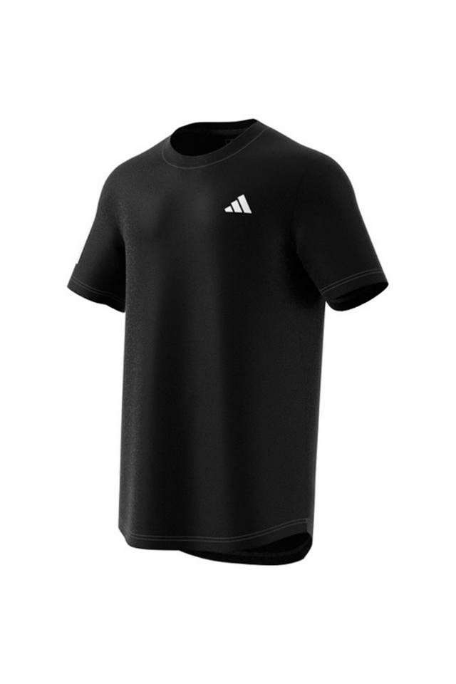 Buy ADIDAS Black Stripes Polyester Slim Fit Men s T Shirt Shoppers Stop