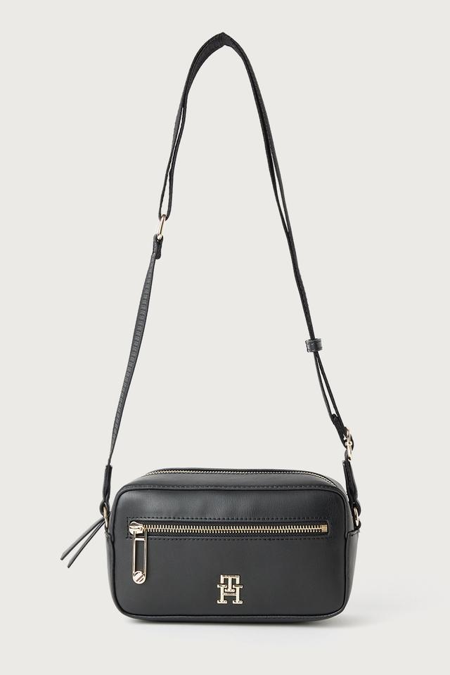 Buy TOMMY HILFIGER Black PU Zipper Closure Women s Casual Sling Bag Shoppers Stop