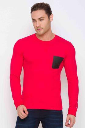 Solid Cotton Lycra Regular Fit Mens T Shirt