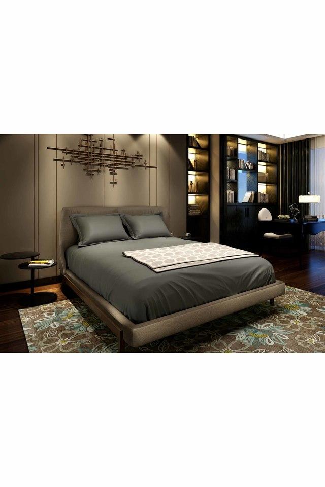 Buy MAISHAA Grey Cotton Plain Pure Life Flat Sheet Set Shoppers Stop