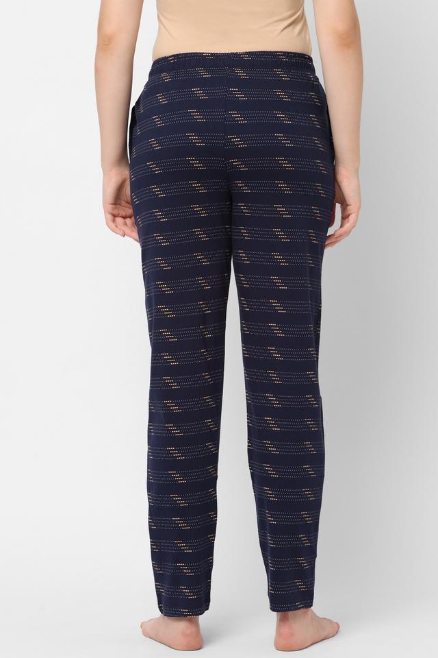 Women Printed Navy Cotton Relaxed Fit Lounge Pants