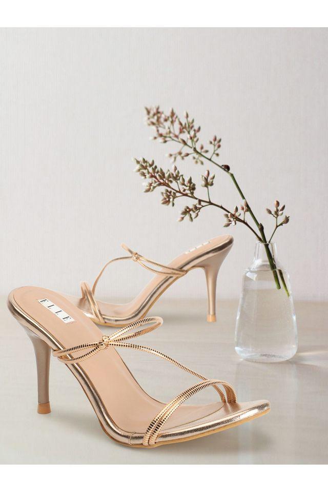 Buy ELLE Rose Gold Synthetic Round Toe Women s Party Wear Heels Shoppers Stop