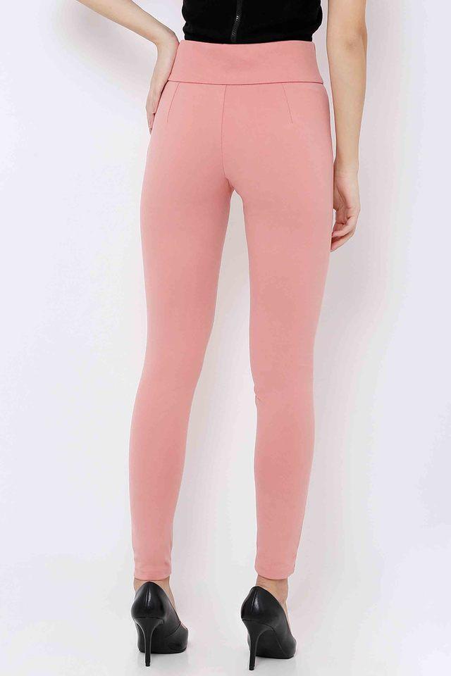 Buy KRAUS Baby Pink Skinny Fit Ankle Length Rayon Blend Womens