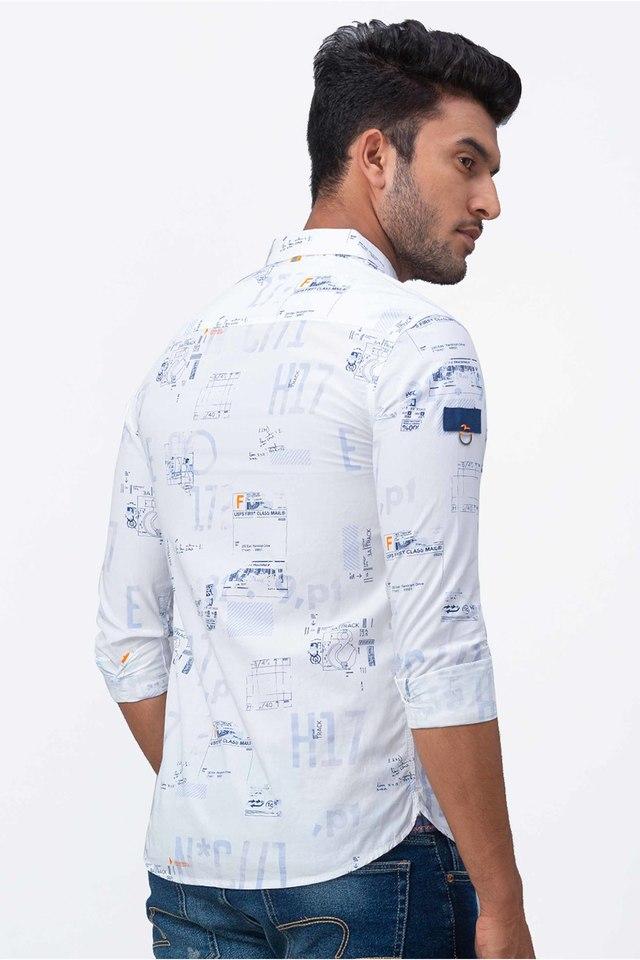 Buy SPYKAR White Printed Cotton Slim Fit Mens Casual Shirt