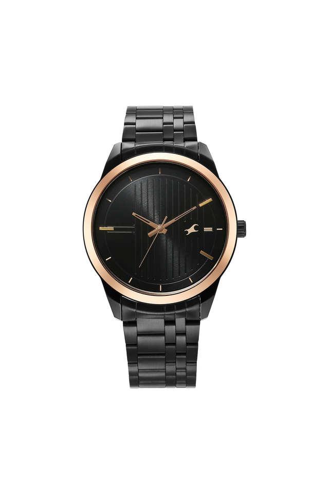 Buy FASTRACK undefined 43.5 x 50.9 x 8.9 mm Black Dial Stainless Steel Analogue Watch For Men 3308KM01 Shoppers Stop