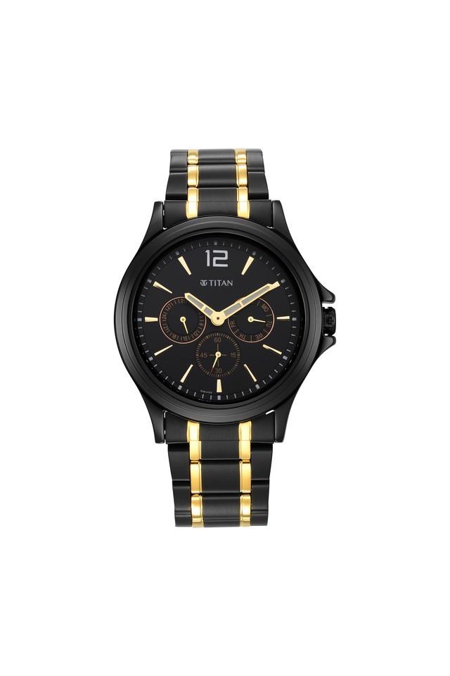 Buy Online Titan Black and Gold Black Dial Analog Stainless Steel Strap  watch for Men - nr1849nm02