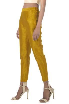 Buy online Yellow Solid Cigarette Pants Trouser from bottom wear for Women  by De Moza for ₹499 at 50% off | 2023 Limeroad.com