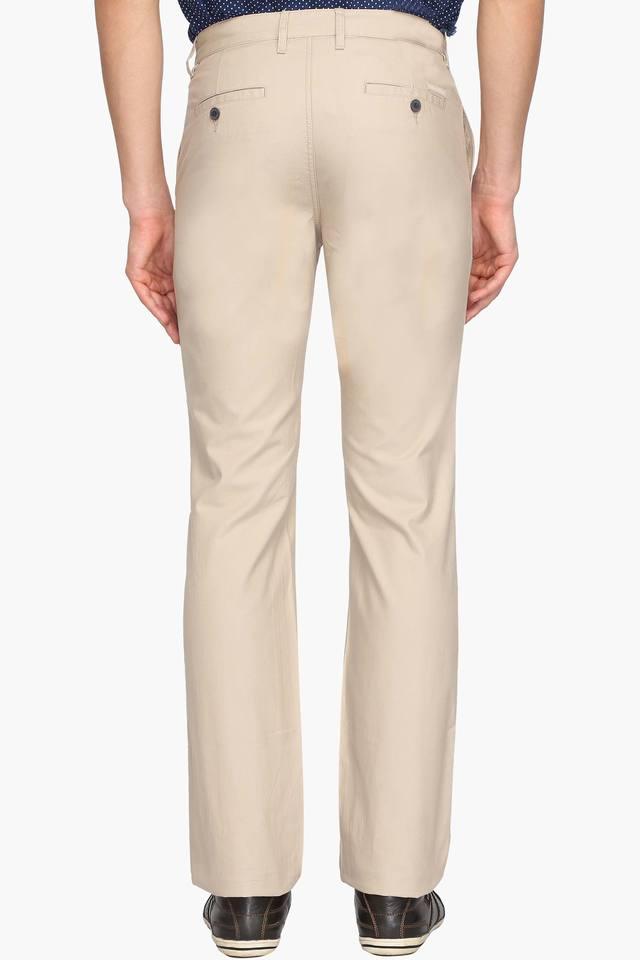 Buy HANGUP Solid Cotton Blend Regular Fit Mens Casual Trousers | Shoppers  Stop