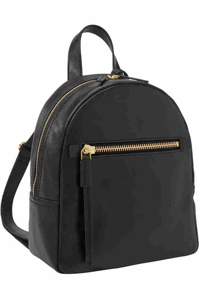 Buy FOSSIL Black Zipper Closure Leather Womens Casual Backpack