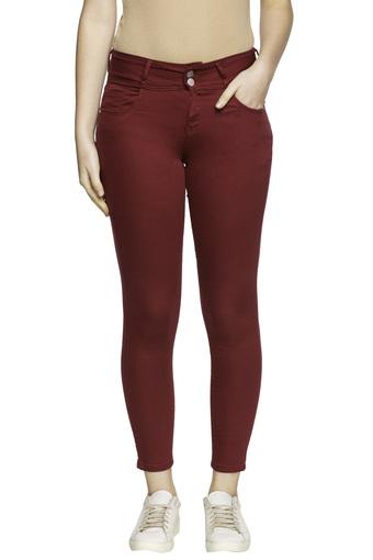 wine coloured jeggings