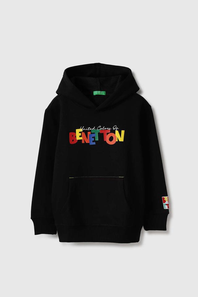 Buy UCB Black Solid Blended Fabric Hooded Boys Sweatshirt Shoppers Stop