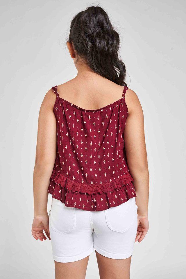 RARE Casual Sleeveless Solid Women Maroon Top