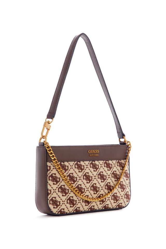 GUESS Katey Mini Zip Top Shoulder Bag, Brown