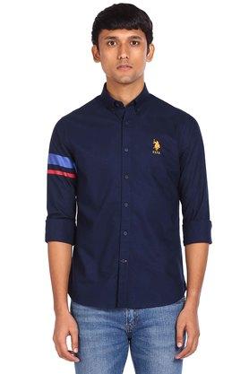 Buy U.S. POLO ASSN. Navy Solid Cotton Tailored Fit Mens Sport