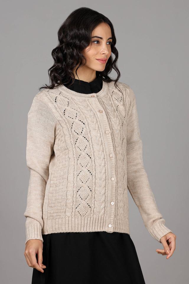 Textured Round Neck Acrylic Women's Sweater