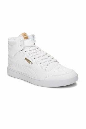 Buy PUMA White Synthetic Leather Mid Top Lace Up Mens Sport Shoes