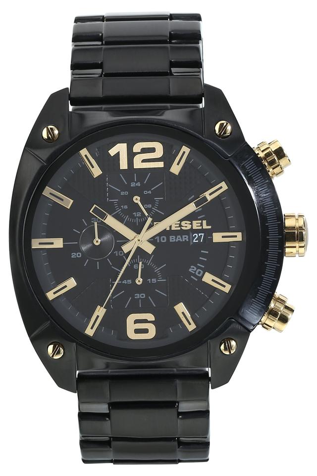 Diesel Men's Mega Chief Chronograph Black Leather Watch - DZ4344 - Watch  Station