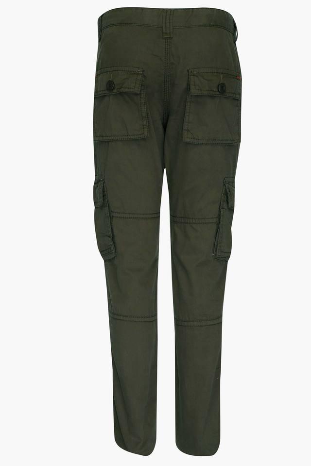 Boys 6 Pocket Solid Cargo Pants