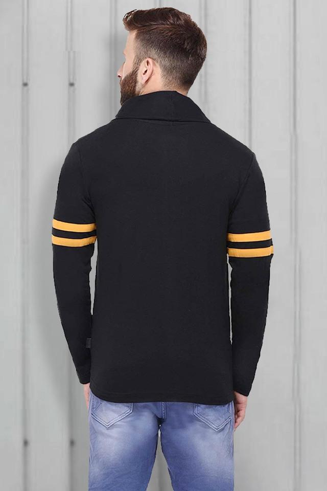 Black solid cotton full sleeves outlet cardigan