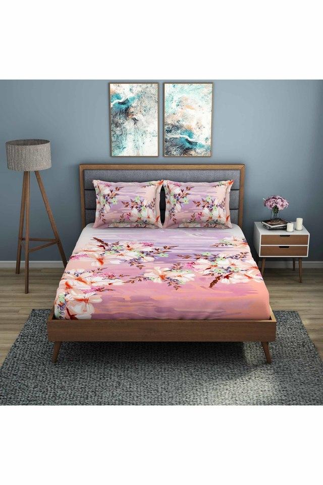 SPACES -  Peach Double Bed Sheets - Main