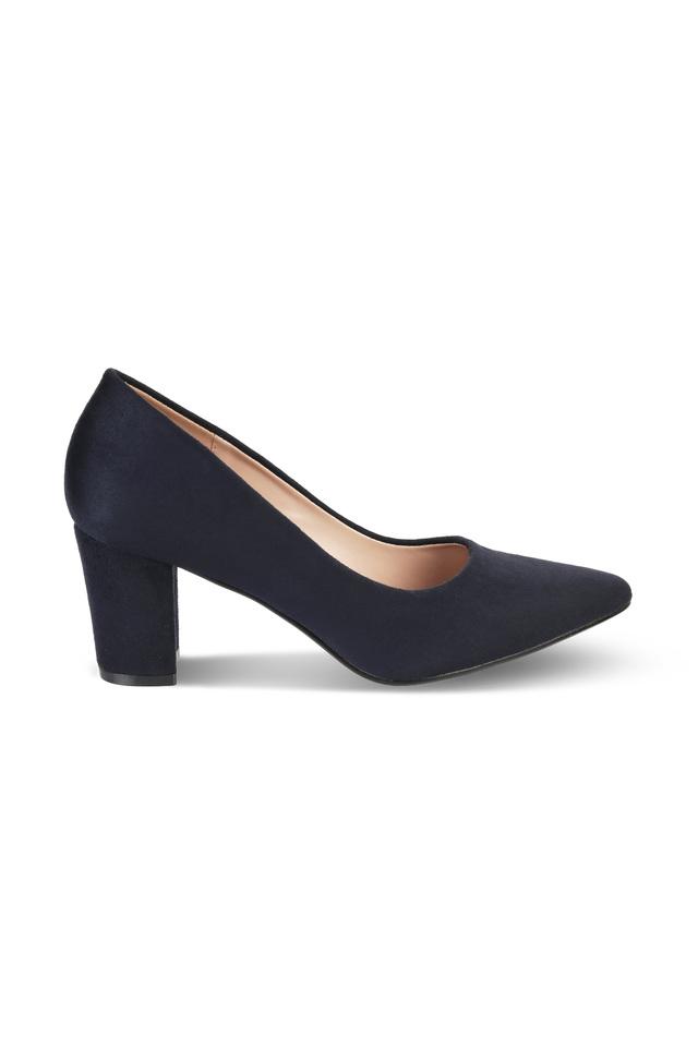 Blue block heel discount pumps