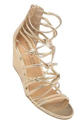 Buy STEVE MADDEN Gold Womens Casual Wear Zipper Closure Gladiator