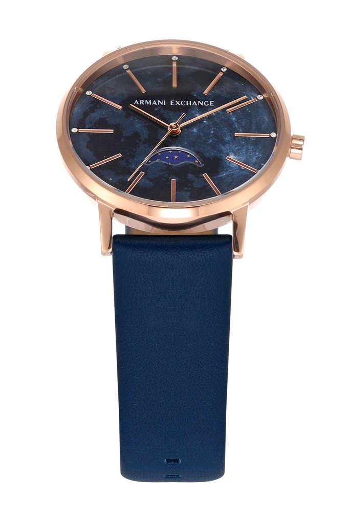 Buy ARMANI EXCHANGE 36 mm Blue Dial Leather Analog Watch For Women