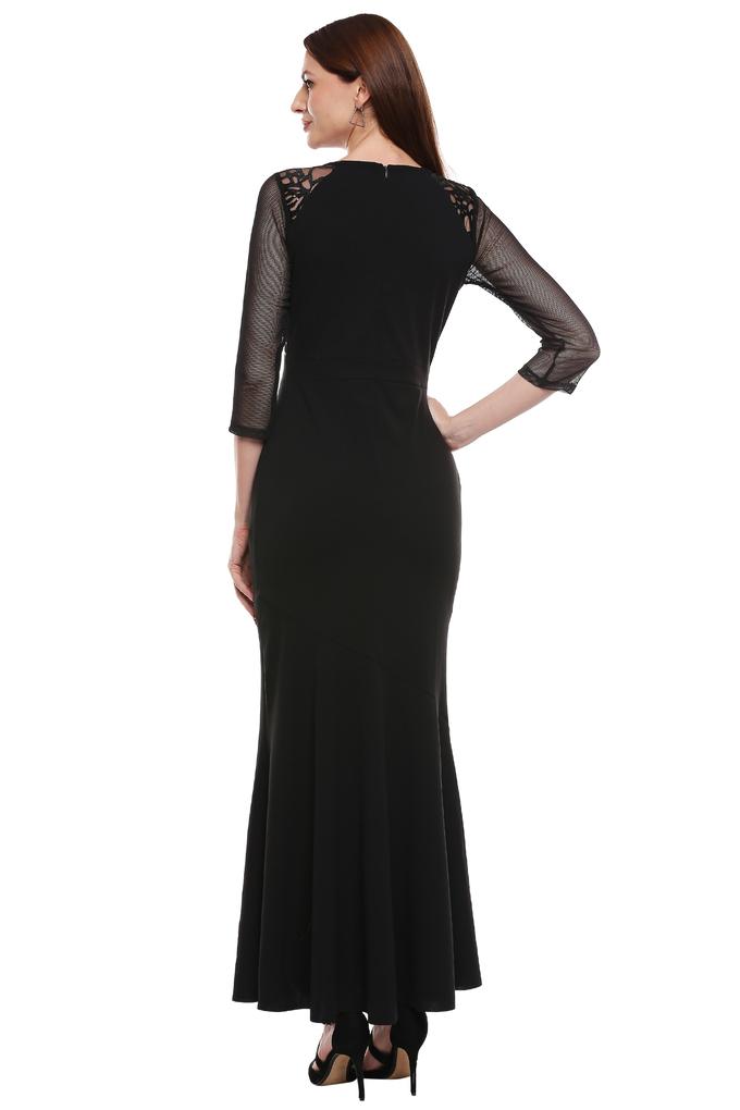 Black color maxi dress for women