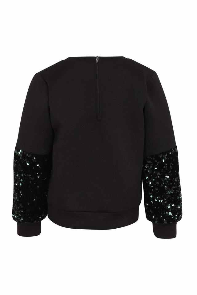 Buy CUTECUMBER Black Girls Suede Sequined Embellished Black Sweatshirt Shoppers Stop