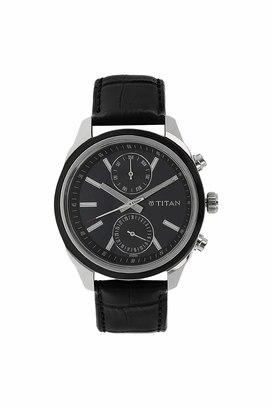 Buy TITAN Mens 11.2 mm NEO IV Black Dial Leather Analogue Watch - NM1805NL01