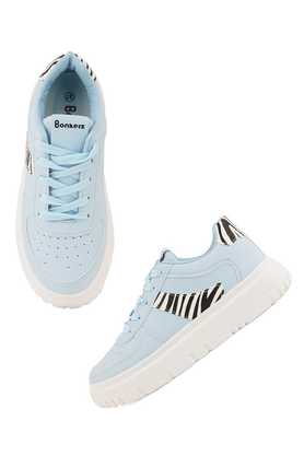 Light blue synthetic store lace up sneakers