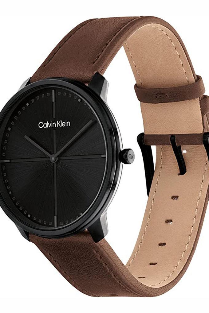 Calvin klein watch deals leather strap