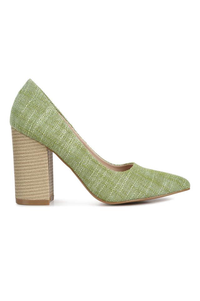 Green block heel online shoes