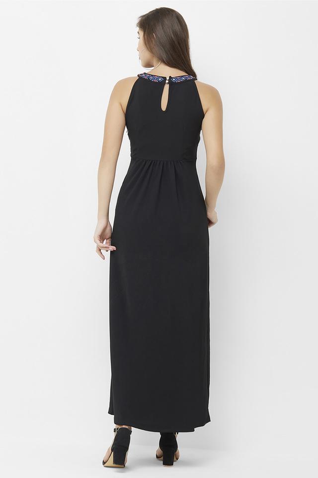 Womens Black Halter Neck Maxi Dress