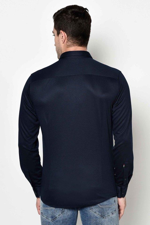 Buy Navy Knit Shirt, Casual Navy Solid Shirts for Men Online