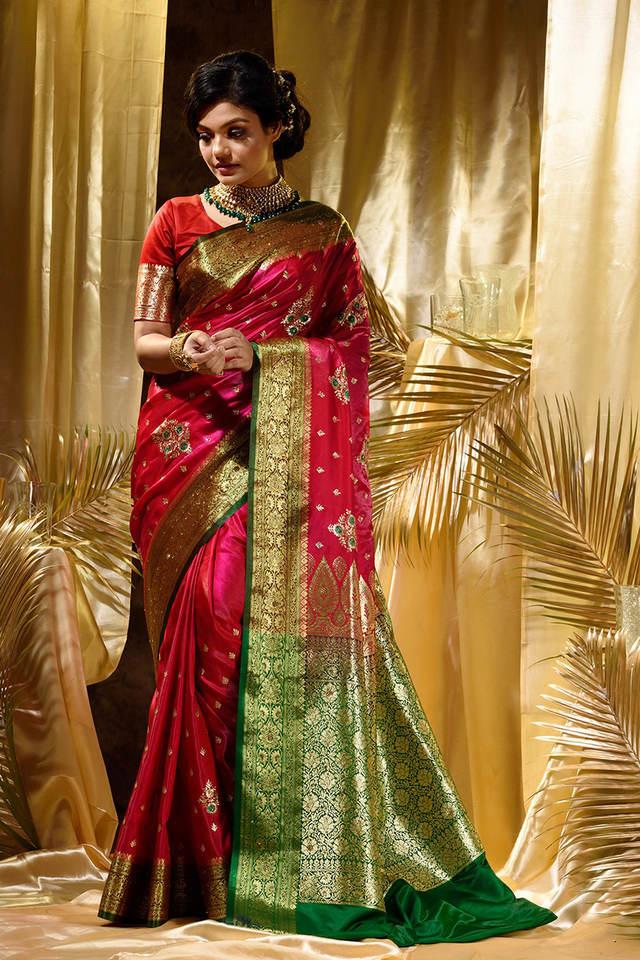Aggregate more than 145 green and pink saree combination vietkidsiq
