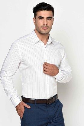 CP BRO Men's Full Sleeve Cotton Printed White Shirt 