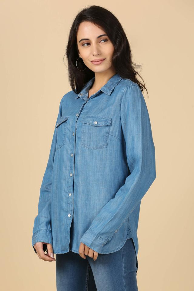 Sisley Comfort Fit Cotton Denim Shirt in Blue | Lyst UK