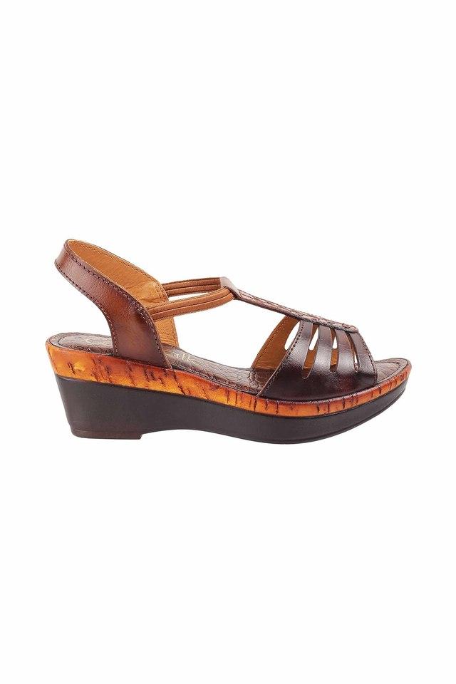 Leather Buckle Womens Formal Wedge Sandals