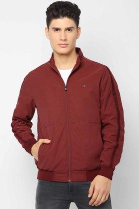 Buy Allen Solly Men Red Solid Bomber jacket Online at Low Prices