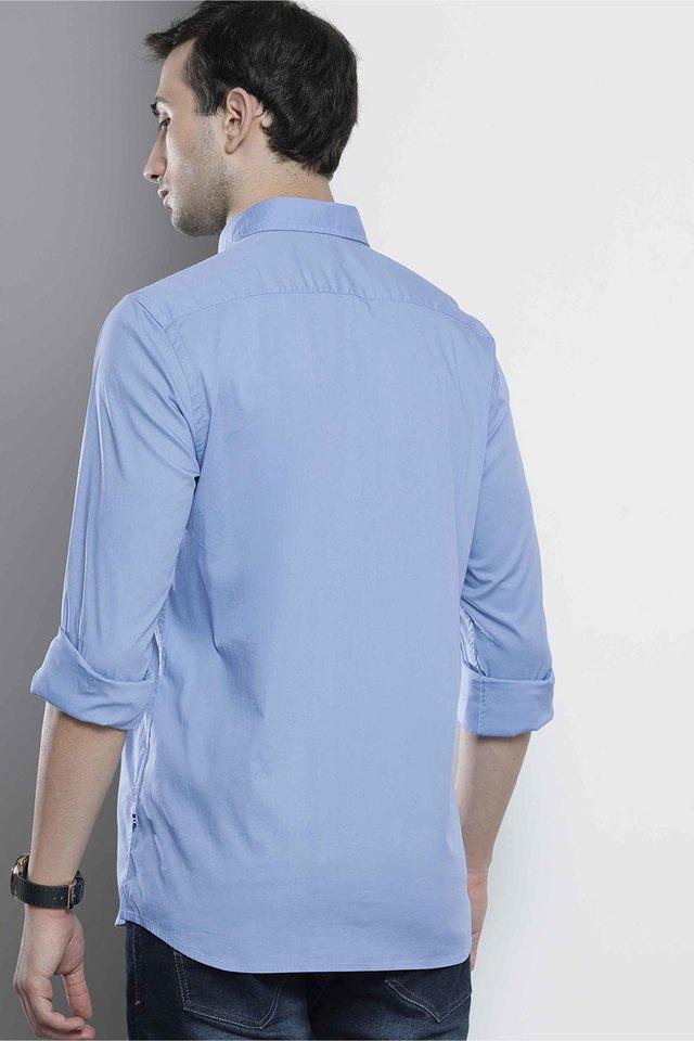 Buy NAUTICA Blue Solid Cotton Stretch Slim Fit Mens Casual Shirt