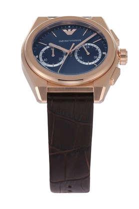 43 mm Blue Dial Leather Chronograph Watch For Men AR11563I