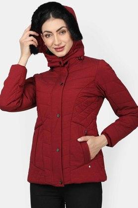 Buy MONTE CARLO Wine Plain Hood Blended Nylon Womens Casual Jacket