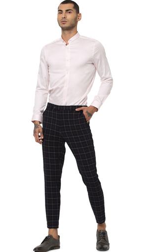 mens slim checked trousers