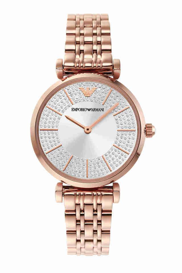 Emporio armani slim ladies silver clearance & rose gold watch ar1926