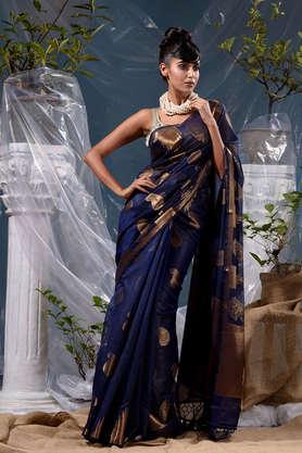 Doctor Blue Drape Saree with sheer Embellished jacket