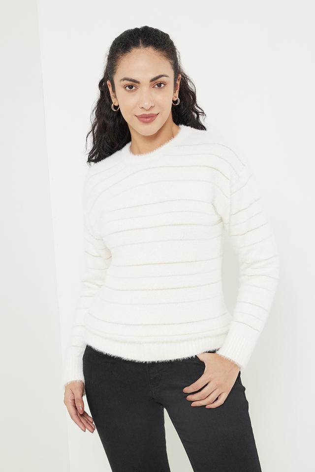 Buy FRATINI Stripes Round Neck Nylon Women s Winter Wear Sweater