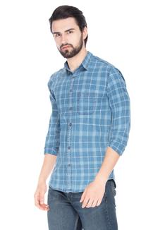 Buy INDIAN TERRAIN Indigo Mens Slim Collar Check Casual Shirt