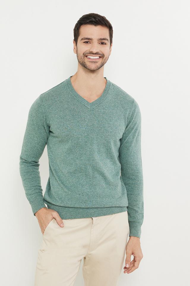 Buy STOP Solid Wool V-Neck Men's Sweater