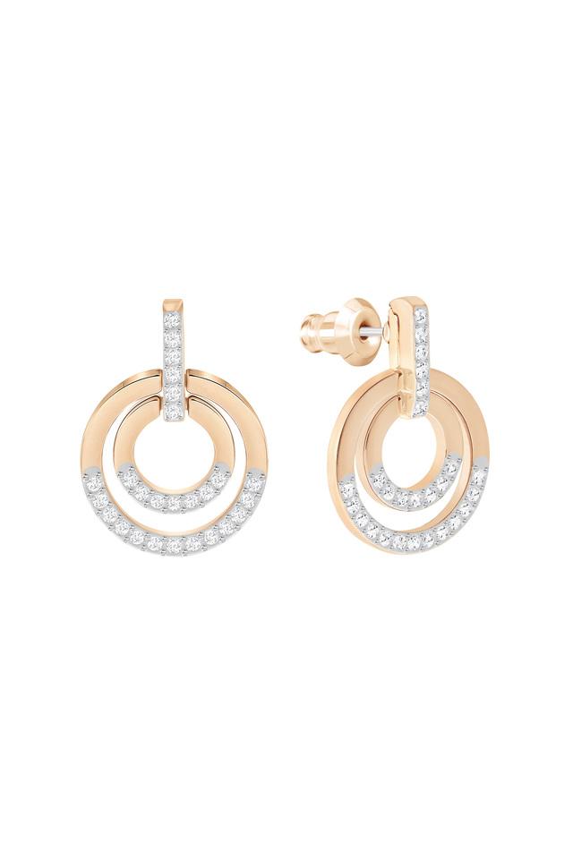 Bella V drop earrings, Round cut, Gold tone, Rose gold-tone plated |  Swarovski